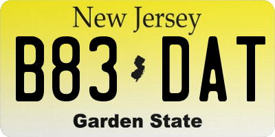 NJ license plate B83DAT