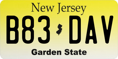 NJ license plate B83DAV