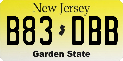 NJ license plate B83DBB