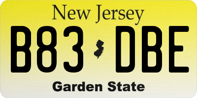 NJ license plate B83DBE