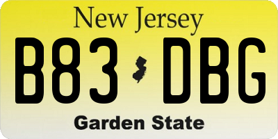 NJ license plate B83DBG