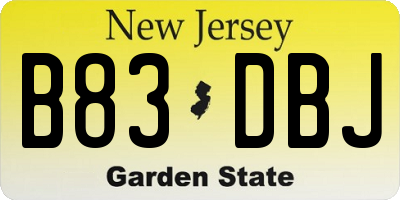NJ license plate B83DBJ