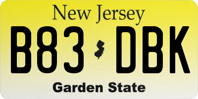 NJ license plate B83DBK