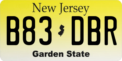 NJ license plate B83DBR
