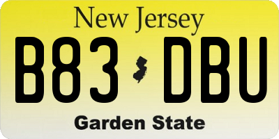 NJ license plate B83DBU