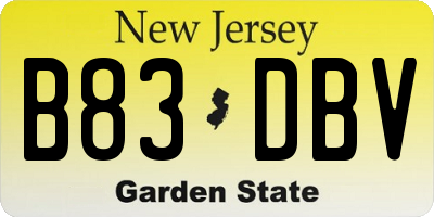 NJ license plate B83DBV