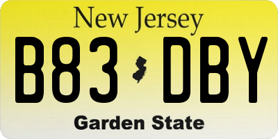 NJ license plate B83DBY