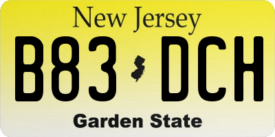 NJ license plate B83DCH