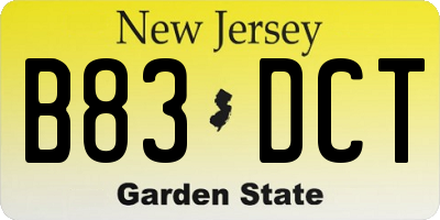 NJ license plate B83DCT