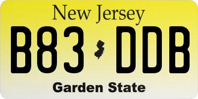 NJ license plate B83DDB