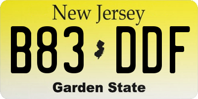 NJ license plate B83DDF