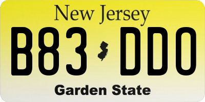 NJ license plate B83DDO