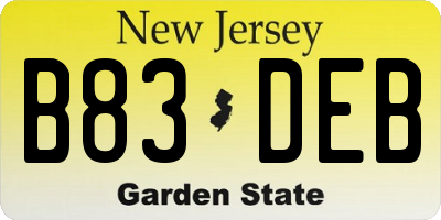 NJ license plate B83DEB