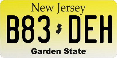 NJ license plate B83DEH