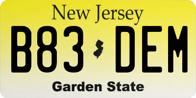 NJ license plate B83DEM