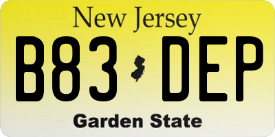 NJ license plate B83DEP