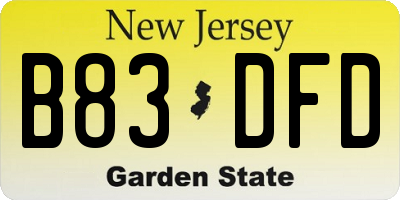 NJ license plate B83DFD
