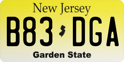 NJ license plate B83DGA