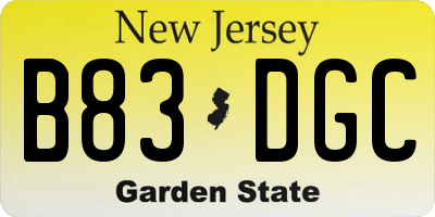 NJ license plate B83DGC