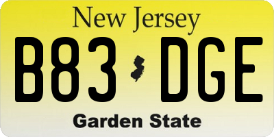 NJ license plate B83DGE