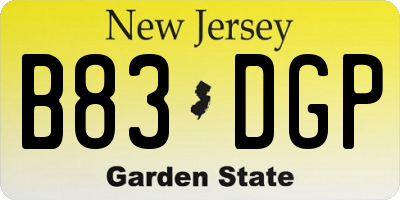 NJ license plate B83DGP