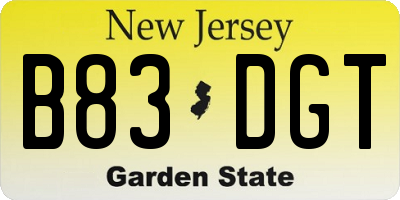 NJ license plate B83DGT