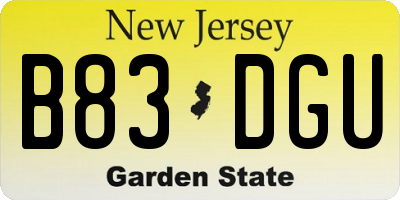 NJ license plate B83DGU