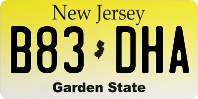 NJ license plate B83DHA