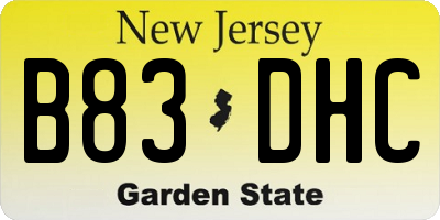 NJ license plate B83DHC