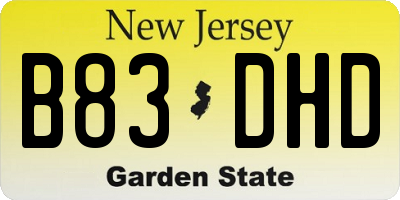 NJ license plate B83DHD