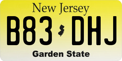 NJ license plate B83DHJ