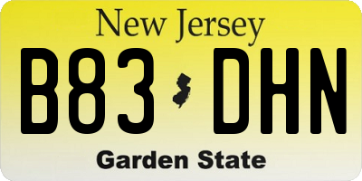 NJ license plate B83DHN