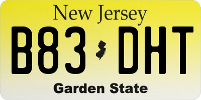 NJ license plate B83DHT