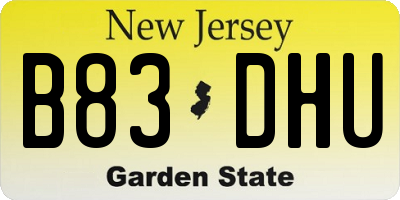 NJ license plate B83DHU