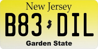 NJ license plate B83DIL