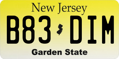 NJ license plate B83DIM