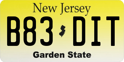 NJ license plate B83DIT