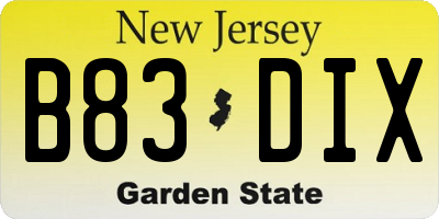 NJ license plate B83DIX