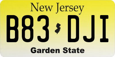 NJ license plate B83DJI