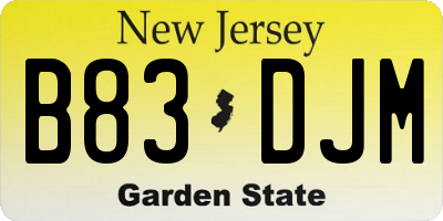 NJ license plate B83DJM