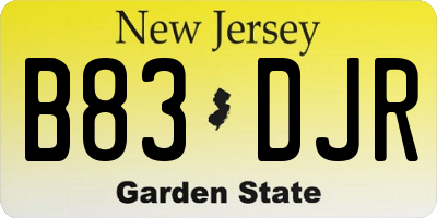 NJ license plate B83DJR