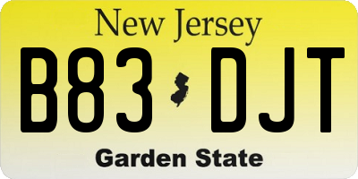 NJ license plate B83DJT