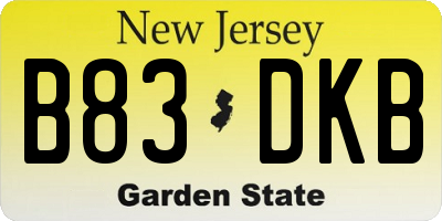 NJ license plate B83DKB