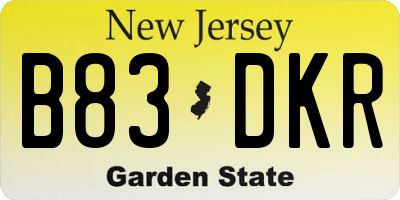 NJ license plate B83DKR