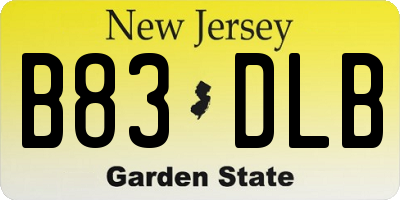 NJ license plate B83DLB