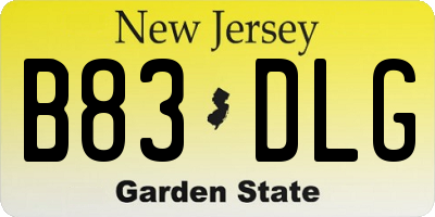 NJ license plate B83DLG