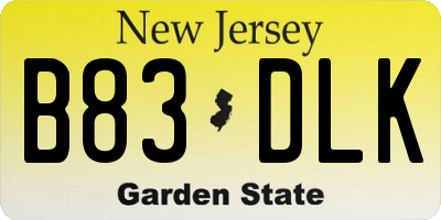 NJ license plate B83DLK