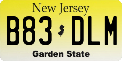 NJ license plate B83DLM