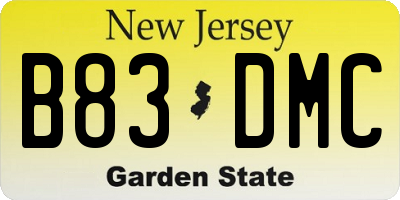 NJ license plate B83DMC