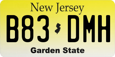 NJ license plate B83DMH